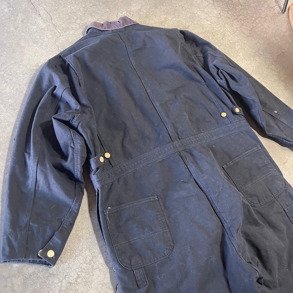 Carhartt Mens XL‎ 52 Duck Canvas Quilt Lined Coveralls Black Work Bibs Corduroy - Picture 4 of 15